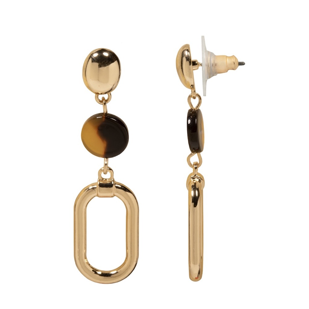 🌸3/$25 🆕 LC Lauren Conrad Gold Tortoise Chain Hoop Dangle Drop Earrings